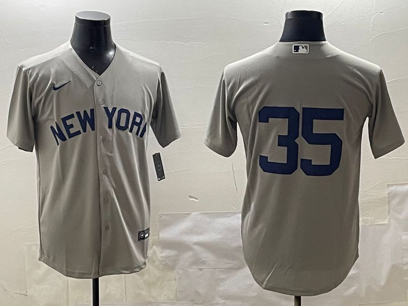 Men New York Yankees 35 No Name Grey Game 2025 Nike MLB Jersey style 316
